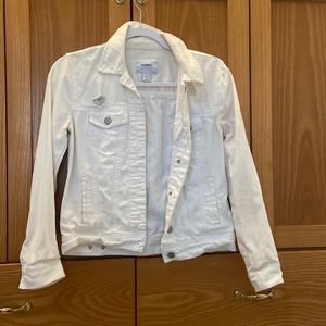 WHITE Denim Distressed Jean Jacket